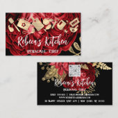 Personal Koch Restaurant Catering QR Logo Gold Red Visitenkarte (Vorne/Hinten)