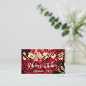 Personal Koch Restaurant Catering QR Logo Gold Red Visitenkarte (Stehend Vorderseite)