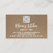 Personal Koch Restaurant Catering QR Logo Kraft Visitenkarte (Rückseite)