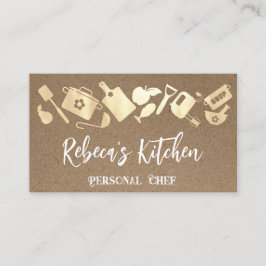 Personal Koch Restaurant Catering QR Logo Kraft Visitenkarte