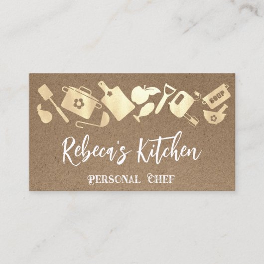 Personal Koch Restaurant Catering QR Logo Kraft Visitenkarte (Vorderseite)