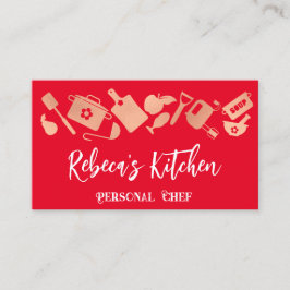 Personal Koch Restaurant Catering QR Logo Rot Visitenkarte