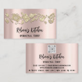 Personal Koch Restaurant Catering QR LogoRose Gold Visitenkarte (Vorne/Hinten)