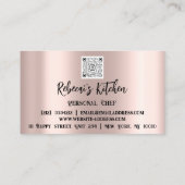 Personal Koch Restaurant Catering QR LogoRose Gold Visitenkarte (Rückseite)