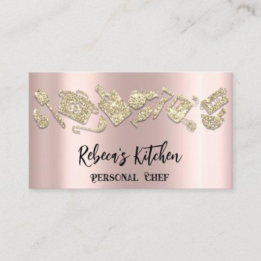 Personal Koch Restaurant Catering QR LogoRose Gold Visitenkarte (Vorderseite)