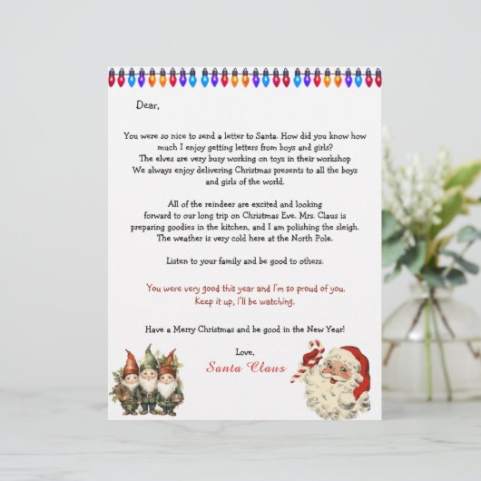 Personal Letter From Santa Claus Lights Elves (Stehend Vorderseite)