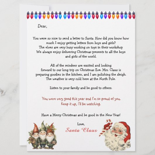Personal Letter From Santa Claus Lights Elves (Vorderseite)