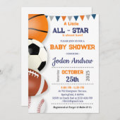 Personal Little All-Star Sport Baby Dusche Einladung (Vorne/Hinten)