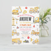 Personal Modern Birthday Party Construction Einladung (Stehend Vorderseite)