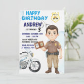 Personal Modern Cop Party birthday invitation Einladung (Stehend Vorderseite)