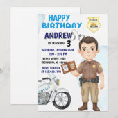 Personal Modern Cop Party birthday invitation Einladung (Vorne/Hinten)