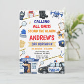 Personal Modern Cop Police Officer birthday Einladung (Stehend Vorderseite)