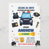 Personal Modern Kid Police officer Birthday Party Einladung (Vorne/Hinten)