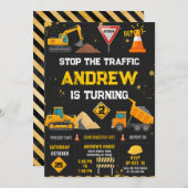 Personal Modern Kids' Construction Birthday Party Einladung (Vorne/Hinten)