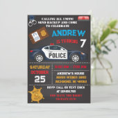 Personal Modern Kids' Police Theme Birthday  Einladung (Stehend Vorderseite)