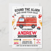 Personal Modern Kids's Fire LKW Birthday Party Einladung (Vorderseite)