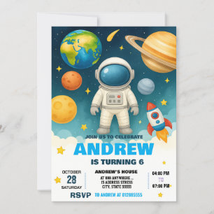 Personal Modern Space Astronaut zum Geburtstag Einladung