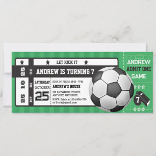 Personal moderne Boys Soccer Party Ticket Geburtst Einladung