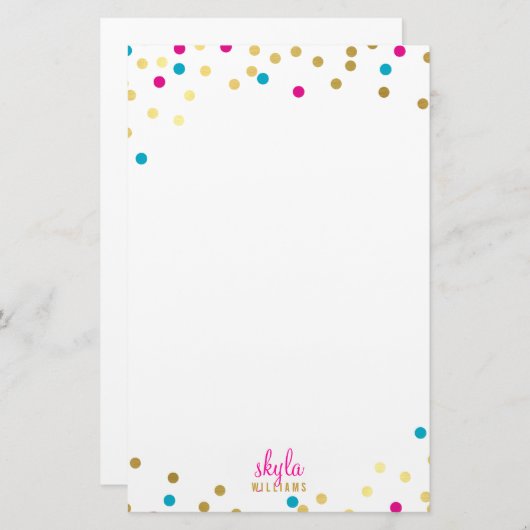 PERSONAL niedlich glamourös goldfarben rosa Konfet Briefpapier (Vorne/Hinten)