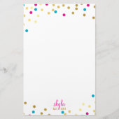 PERSONAL niedlich glamourös goldfarben rosa Konfet Briefpapier (Vorderseite)