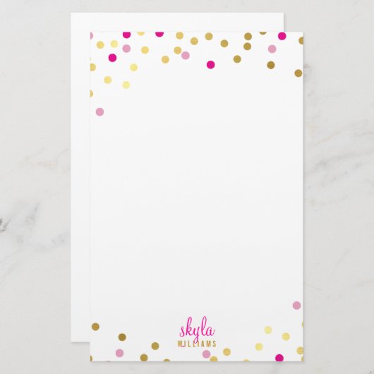 PERSONAL niedlich glamouröses Gold hübsch rosa Kon Briefpapier (Vorne/Hinten)