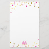 PERSONAL niedlich glamouröses Gold hübsch rosa Kon Briefpapier (Vorderseite)