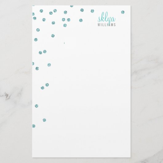 PERSONAL NOTE polka dot confetti blauer Glitzer Briefpapier (Vorderseite)
