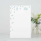 PERSONAL NOTE polka dot confetti blauer Glitzer Briefpapier (Stehend Vorderseite)