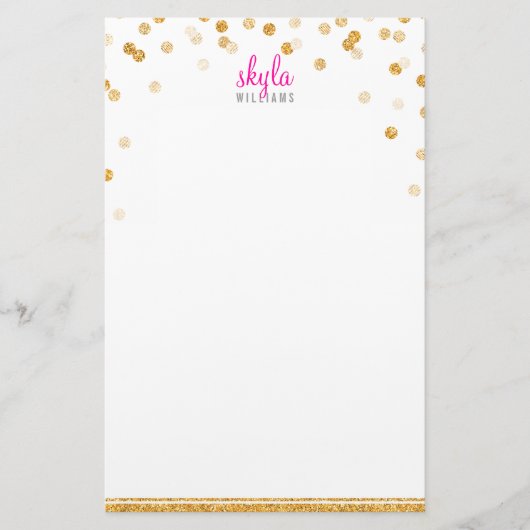 PERSONAL NOTE polka dot confetti Glitzer Briefpapier (Vorderseite)