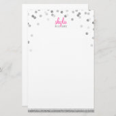 PERSONAL NOTE polka dot confetti silber Glitzer Briefpapier (Vorne/Hinten)