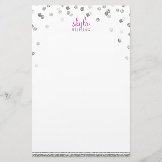 PERSONAL NOTE polka dot confetti silber Glitzer Briefpapier (Vorderseite)