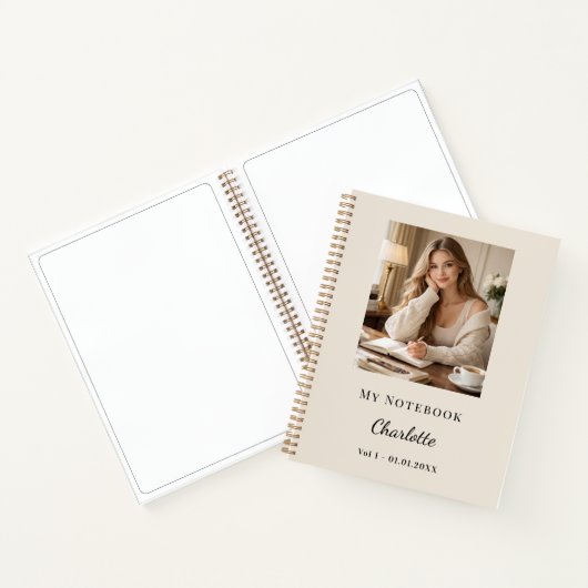 Personal Photo Champagne Beige Script Journal Notizblock (Innenseite)