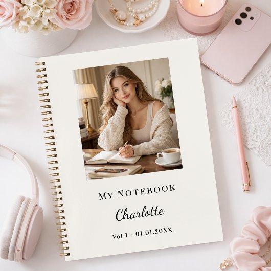 Personal Photo Ivory Script Journal Notizblock