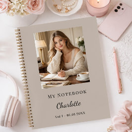 Personal Photo Mocha Taupe Script Journal Notizblock