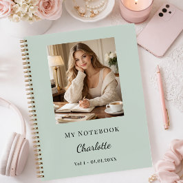 Personal Photo Sage Green Script Journal Notizblock