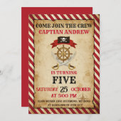 Personal Pirate Birthday Party Invitation Card Einladung (Vorne/Hinten)