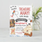 Personal Pirate Birthday Party Invitation Card Einladung (Stehend Vorderseite)