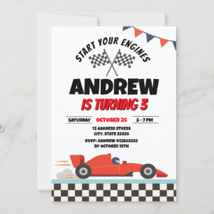 Personal Retro Sports Boy Race Auto Geburtstag Einladung