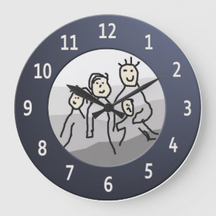 Personal Round Blue Frame Custom Photo Große Wanduhr