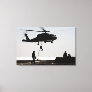 Personal Schnellseil aus einem SH-60F heraus Leinwanddruck