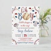 Personal Simple baseball Sports Baby Shower Einladung (Stehend Vorderseite)