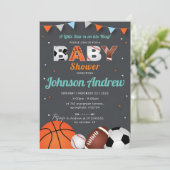 Personal Simple Sports All-Star Baby Dusche Einladung (Stehend Vorderseite)