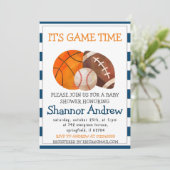 Personal Simple Sports Baby Dusche Einladung (Stehend Vorderseite)