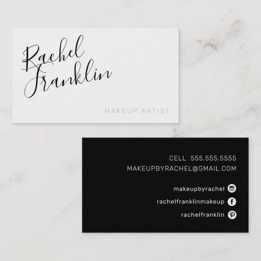 PERSONAL-Skriptname Moderner Chic schlicht Schwarz Visitenkarte (Vorne/Hinten)