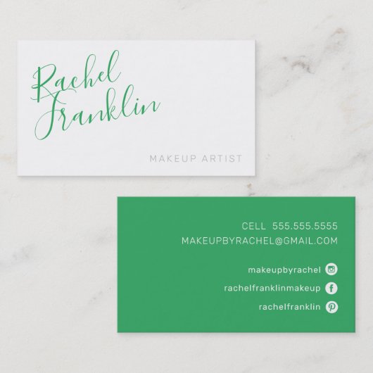 PERSONAL Skriptname Modernes, feines Smaragdgrün Visitenkarte (Vorne/Hinten)