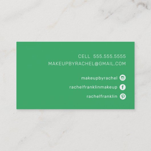 PERSONAL Skriptname Modernes, feines Smaragdgrün Visitenkarte (Rückseite)