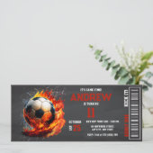Personal Soccer Ticket Geburtstagskinder Party Einladung (Stehend Vorderseite)