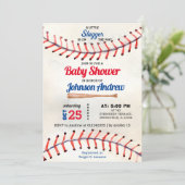 Personal Sport Baseball Baby Dusche kleines Schläg Einladung (Stehend Vorderseite)