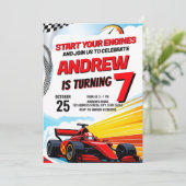 Personal Sport Race Birthday Party Jungs Einladung (Stehend Vorderseite)