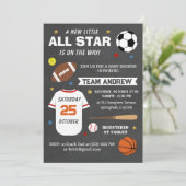 Personal Sports All Star Baby Dusche Einladung (Stehend Vorderseite)